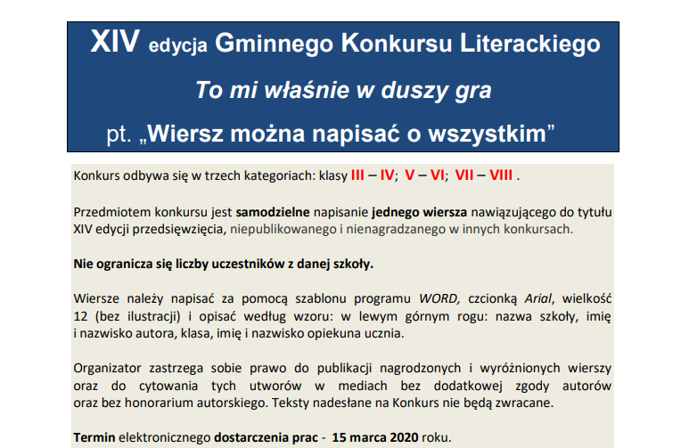 Thumbnail for the post titled: XIV edycja Gminnego Konkursu Literackiego